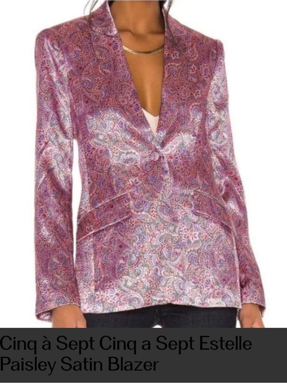 cinq à sept Pink and Purple Paisley Satin Blazer